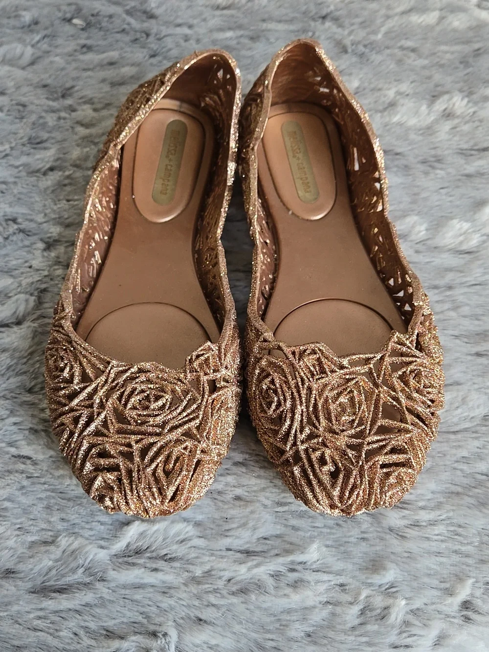 Melissa Rose Gold Jelly Flats, Womens Size 9 - Picture 7 of 9